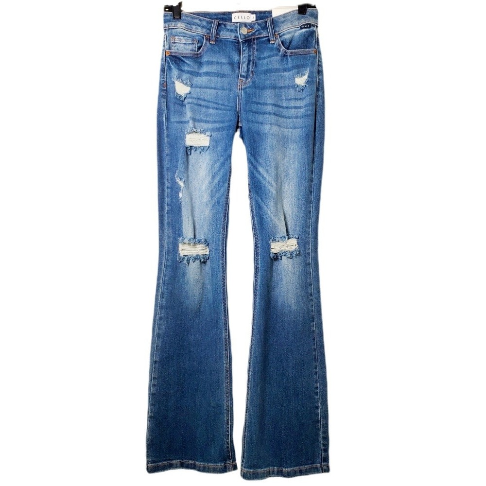 CELLO NWT Mid Rise Bootcut Jeans Distressed‎ Stretch Denim Size 5